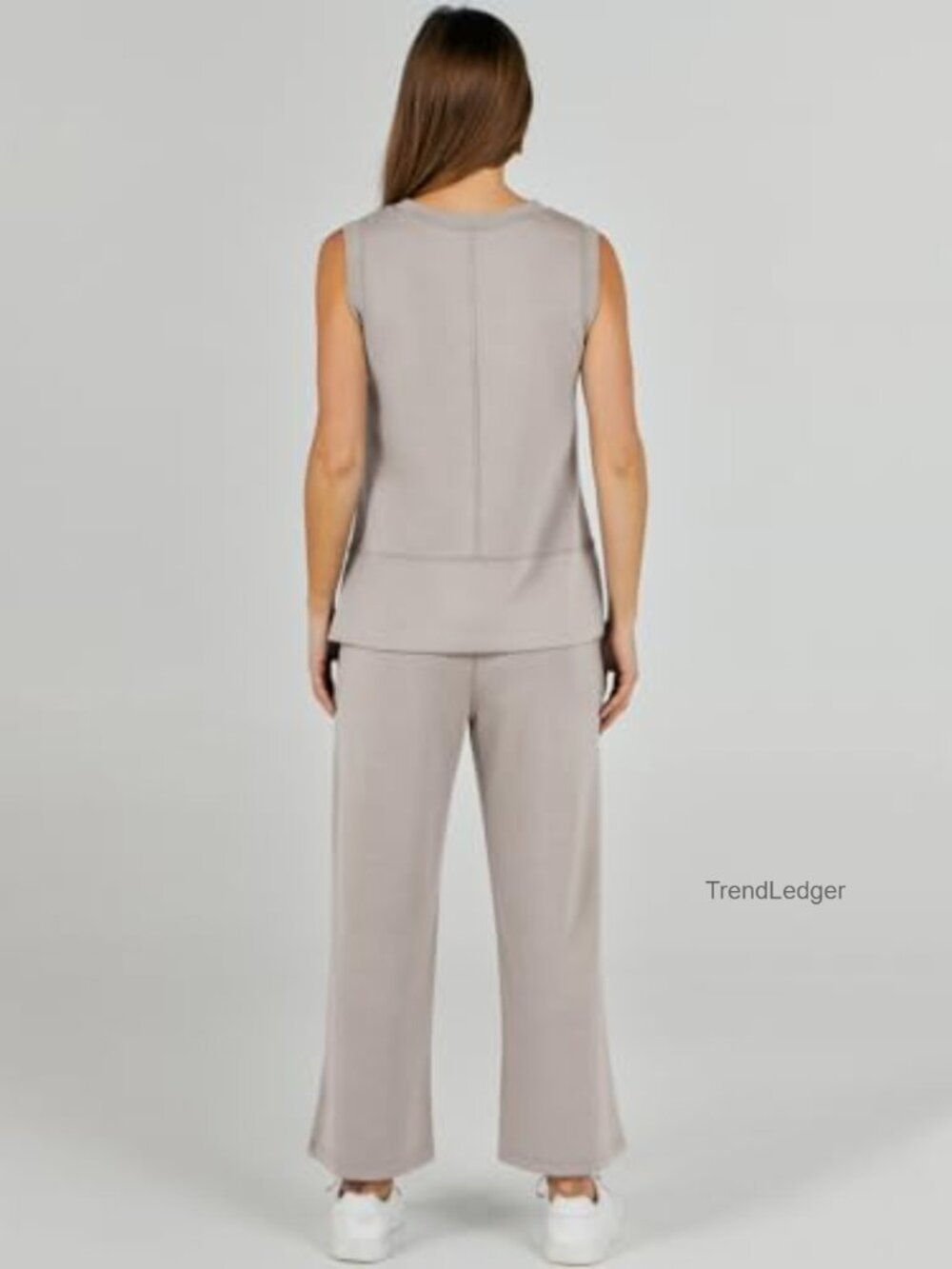 2 Piece Lounge Set - Tank Top & Wide Leg Pants Summer Travel Outfit - Picture 3 of 7